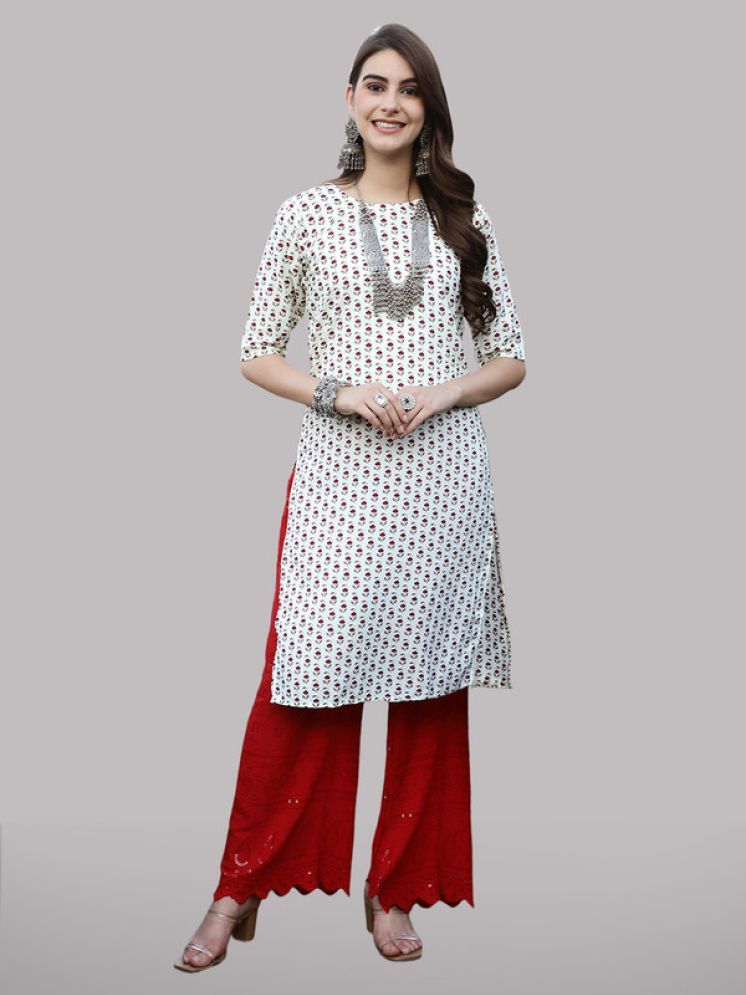     			1 Stop Fashion Pack of 1 Crepe Printed Straight Women's Kurti - ( off White )