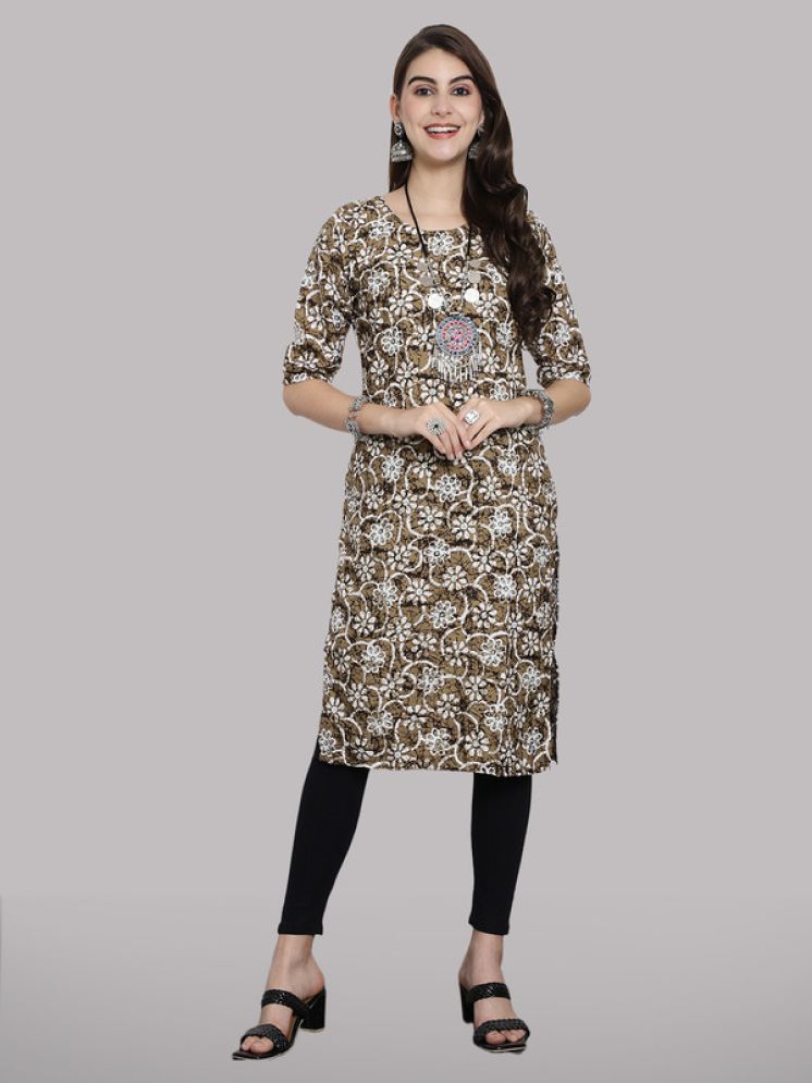     			1 Stop Fashion Pack of 1 Crepe Printed Straight Women's Kurti - ( Olive )