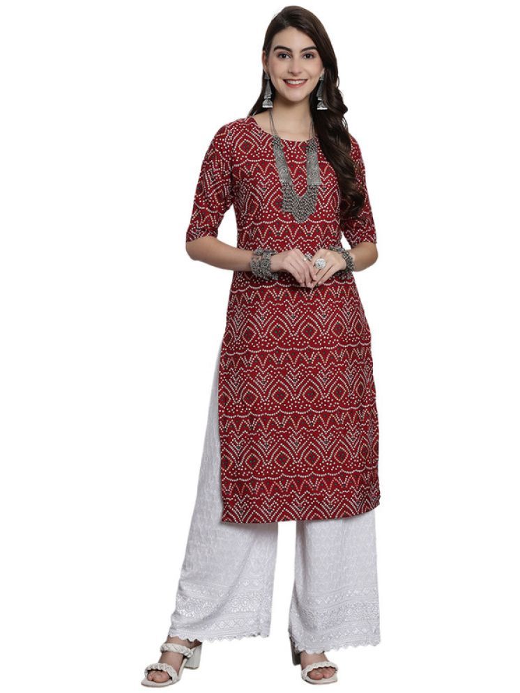     			1 Stop Fashion Pack of 1 Crepe Printed Straight Women's Kurti - ( Maroon )