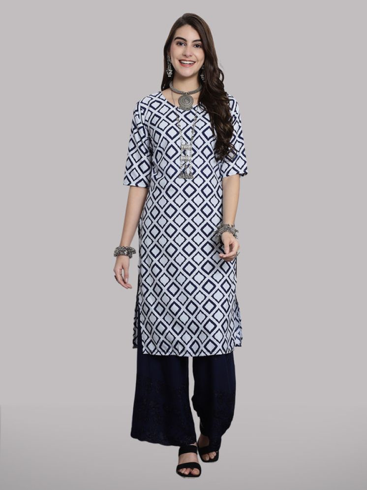     			1 Stop Fashion Pack of 1 Crepe Printed Straight Women's Kurti - ( Light Blue )