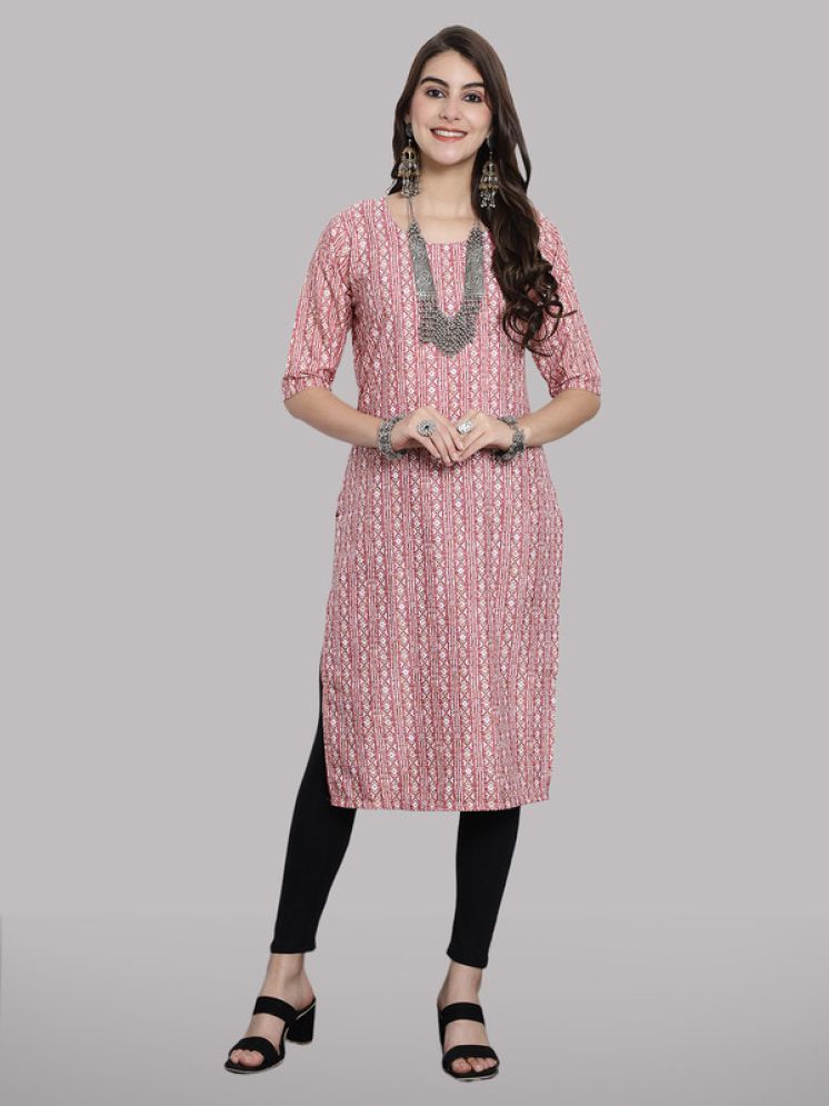     			1 Stop Fashion Pack of 1 Crepe Printed Straight Women's Kurti - ( Pink )