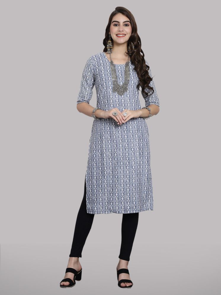     			1 Stop Fashion Pack of 1 Crepe Printed Straight Women's Kurti - ( Blue )