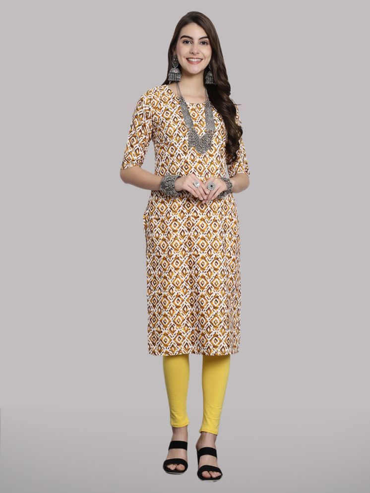     			1 Stop Fashion Pack of 1 Crepe Printed Straight Women's Kurti - ( Beige )