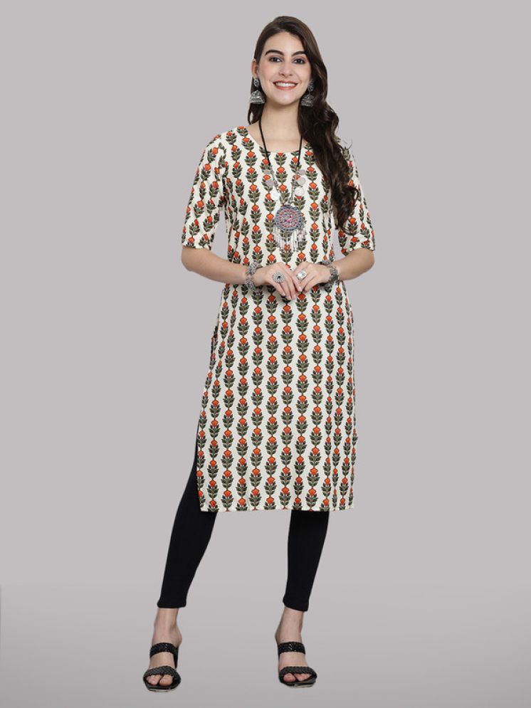     			1 Stop Fashion Pack of 1 Crepe Printed Straight Women's Kurti - ( Beige )