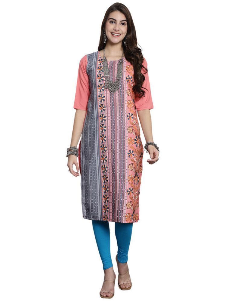     			1 Stop Fashion Pack of 1 Crepe Printed Nayra Women's Kurti - ( Pink )