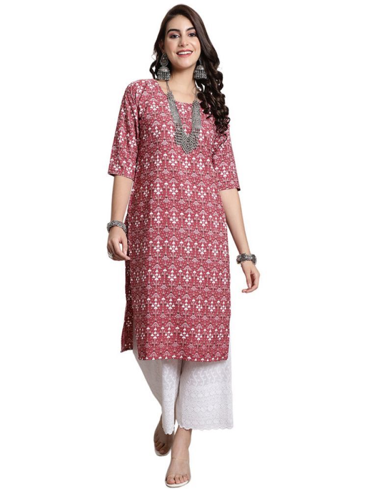     			1 Stop Fashion Pack of 1 Crepe Printed Straight Women's Kurti - ( Fluorescent Pink )