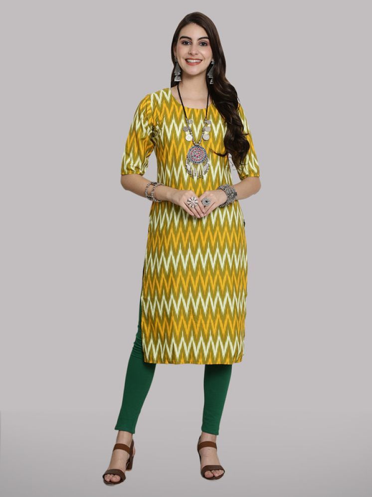     			1 Stop Fashion Pack of 1 Crepe Printed Straight Women's Kurti - ( Yellow )