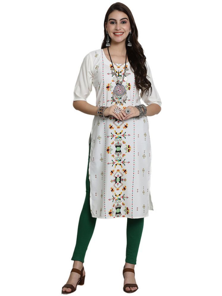     			1 Stop Fashion Pack of 1 Crepe Printed Nayra Women's Kurti - ( White )