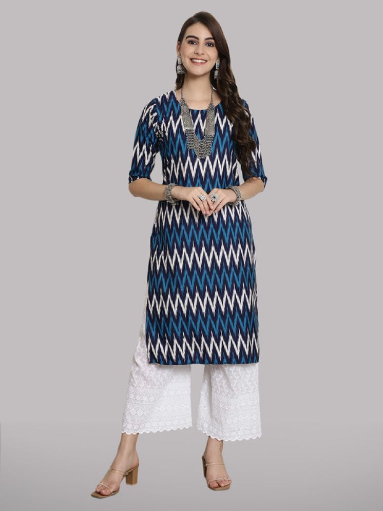     			1 Stop Fashion Pack of 1 Crepe Printed Straight Women's Kurti - ( Blue )