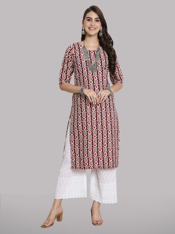     			1 Stop Fashion Pack of 1 Crepe Printed Straight Women's Kurti - ( Beige )