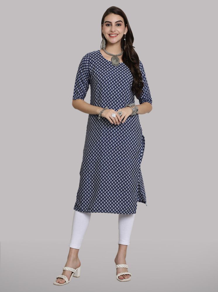     			1 Stop Fashion Pack of 1 Crepe Printed Nayra Women's Kurti - ( Navy Blue )