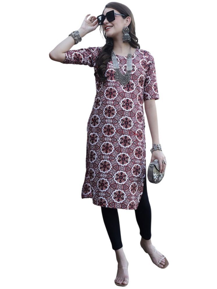     			1 Stop Fashion Pack of 1 Crepe Printed Nayra Women's Kurti - ( Red )