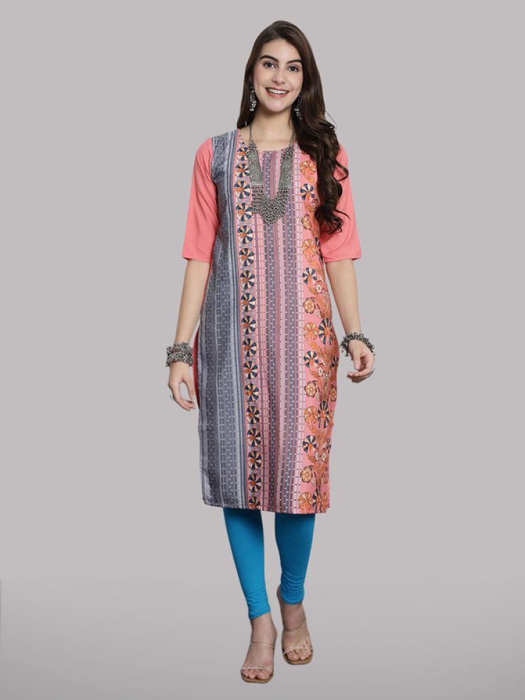     			1 Stop Fashion Pack of 1 Crepe Printed Straight Women's Kurti - ( Pink )