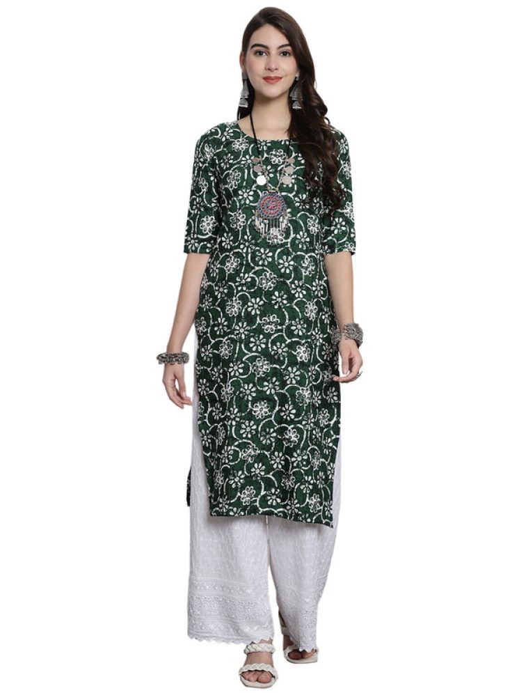     			1 Stop Fashion Pack of 1 Crepe Printed Straight Women's Kurti - ( Green )