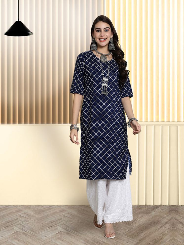     			1 Stop Fashion Pack of 2 Crepe Printed Straight Women's Kurti - ( Navy )