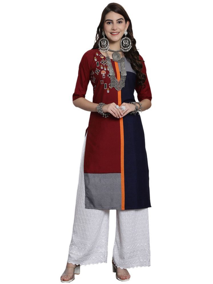     			1 Stop Fashion Pack of 1 Crepe Printed Nayra Women's Kurti - ( Maroon )