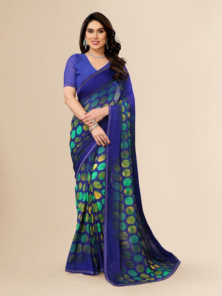     			Kashvi Sarees Pack of 1 Georgette Printed Saree With Blouse Piece ( Blue )