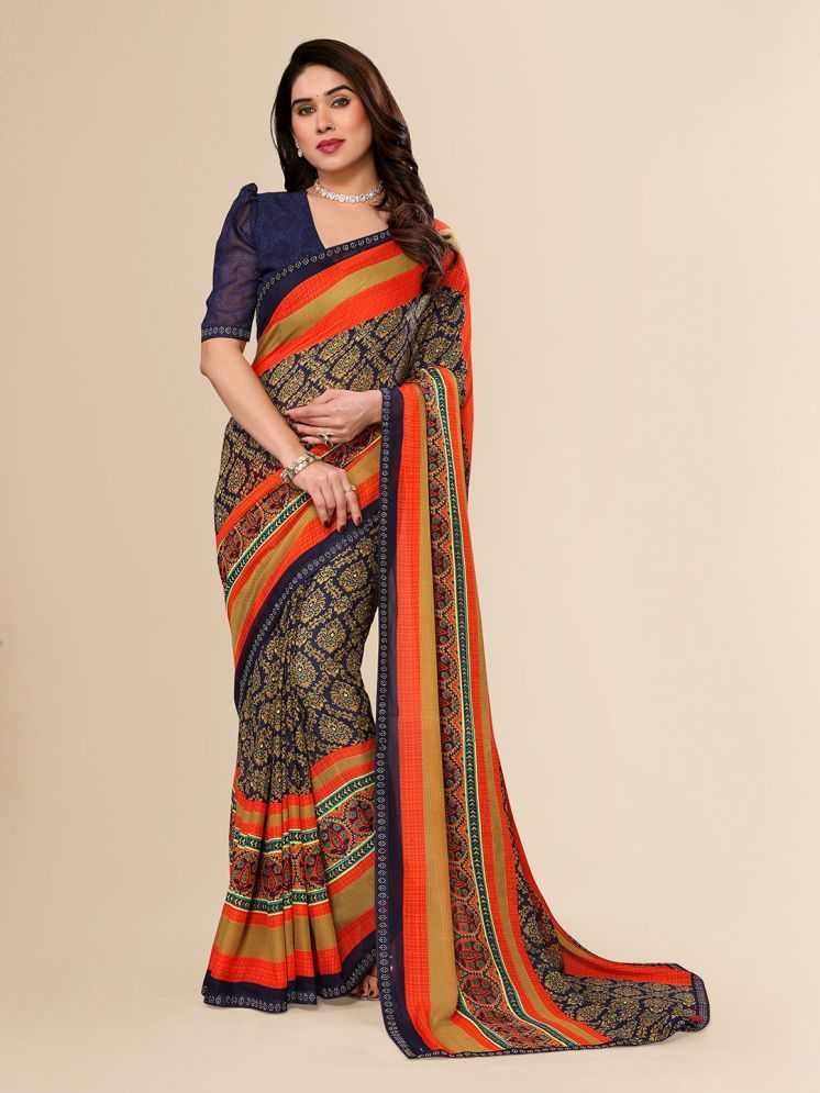     			Kashvi Sarees Pack of 1 Georgette Printed Saree With Blouse Piece ( Orange )