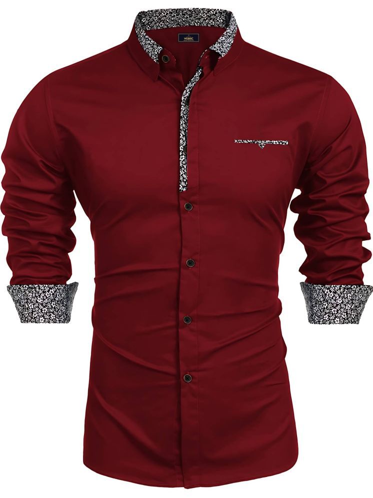     			VERTUSY Cotton Blend Regular Fit Solids Full Sleeves Men's Casual Shirt - Maroon ( Pack of 1 )