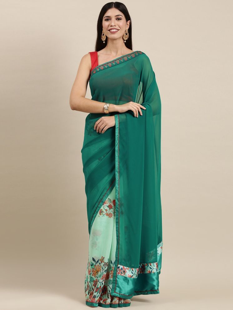     			BLEESBURY Pack of 1 Georgette Self Design Saree With Blouse Piece ( Light Green )