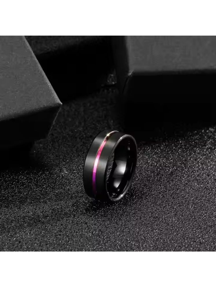     			Fashion Frill Exclusive Black With Electric Colourful Line  Ring For Women And Men  Stainless Steel Ring For Women And Men Gift For Him Her