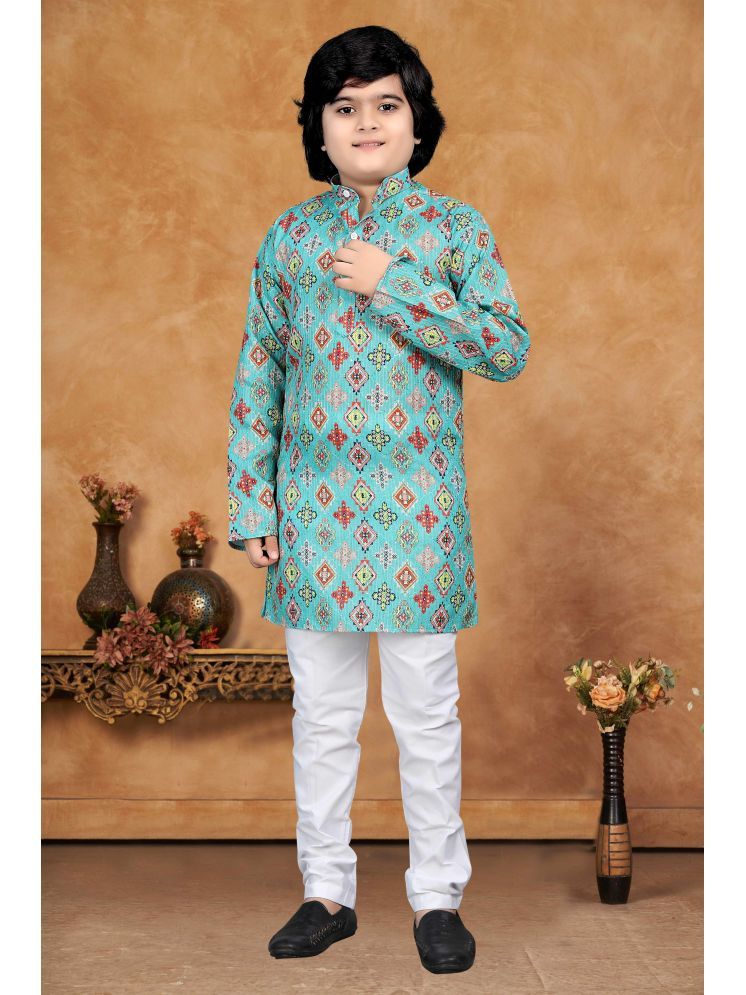     			KC Kunj Creation Pack of 1 Boys Cotton Blend Kurta Sets ( Green )