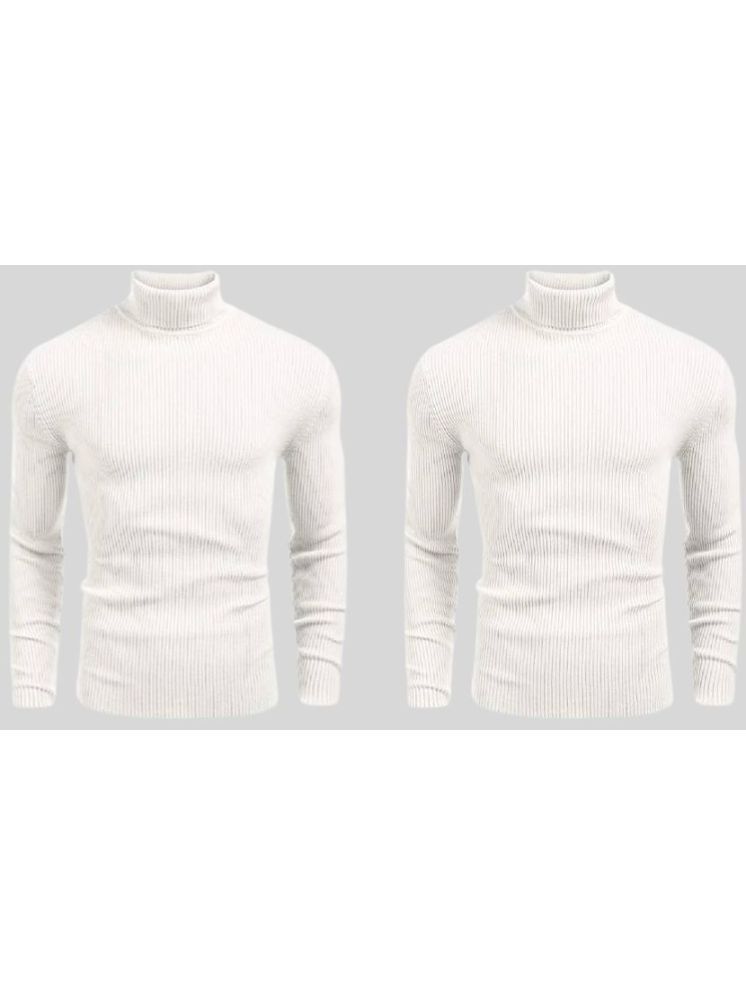     			OLENE Woollen Blend High Neck Men's Full Sleeves Pullover Sweater - White ( Pack of 2 )