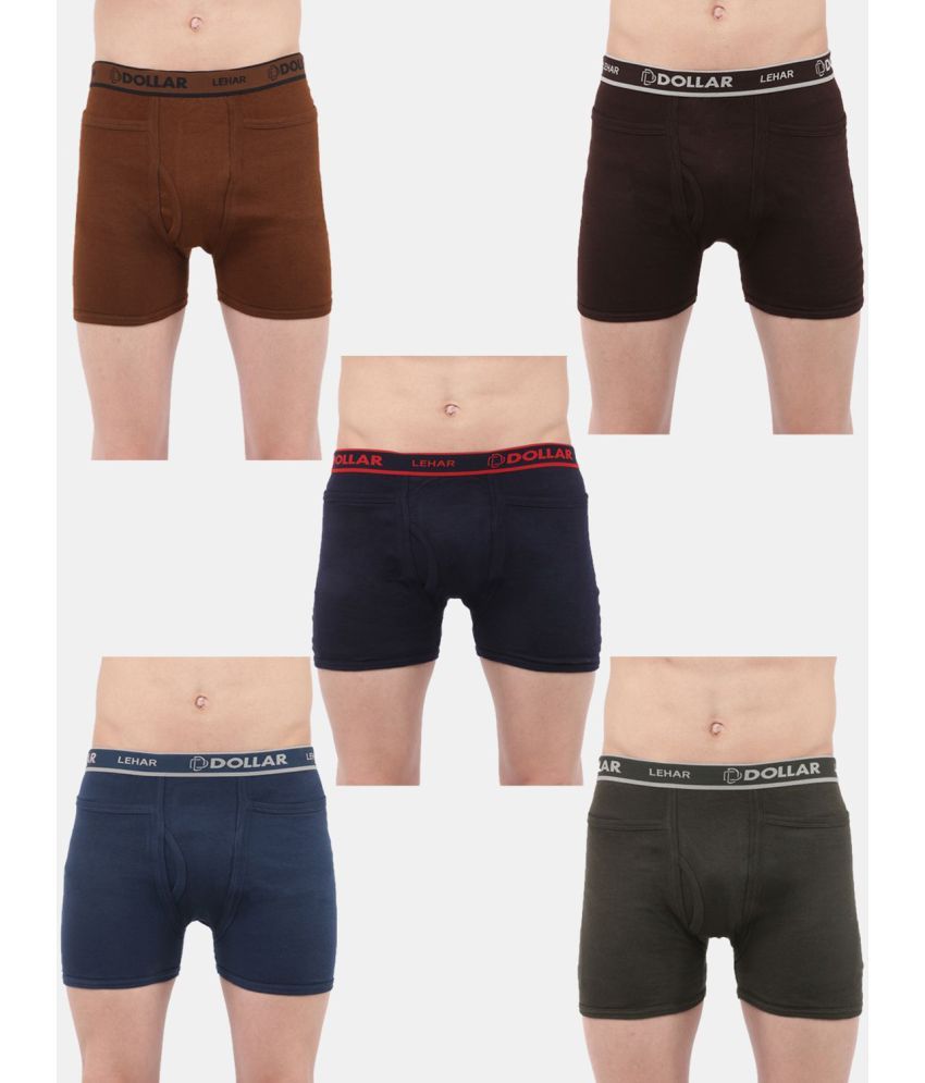     			Dollar lehar Pack of 5 Cotton Trunks For Men's ( Multicolor )