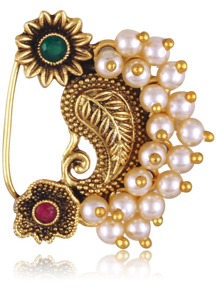     			Vivastri's Premium & Uniuqe Colourfull Pearl Beaded Alloy Gold Plated Nosepin For Women -VIVA1290NTH-PRESS-MULTI