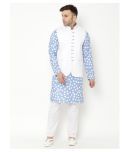 Hangup - Blue Cotton Blend Regular Fit Men's Kurta Pyjama Set ( Pack of 1 )