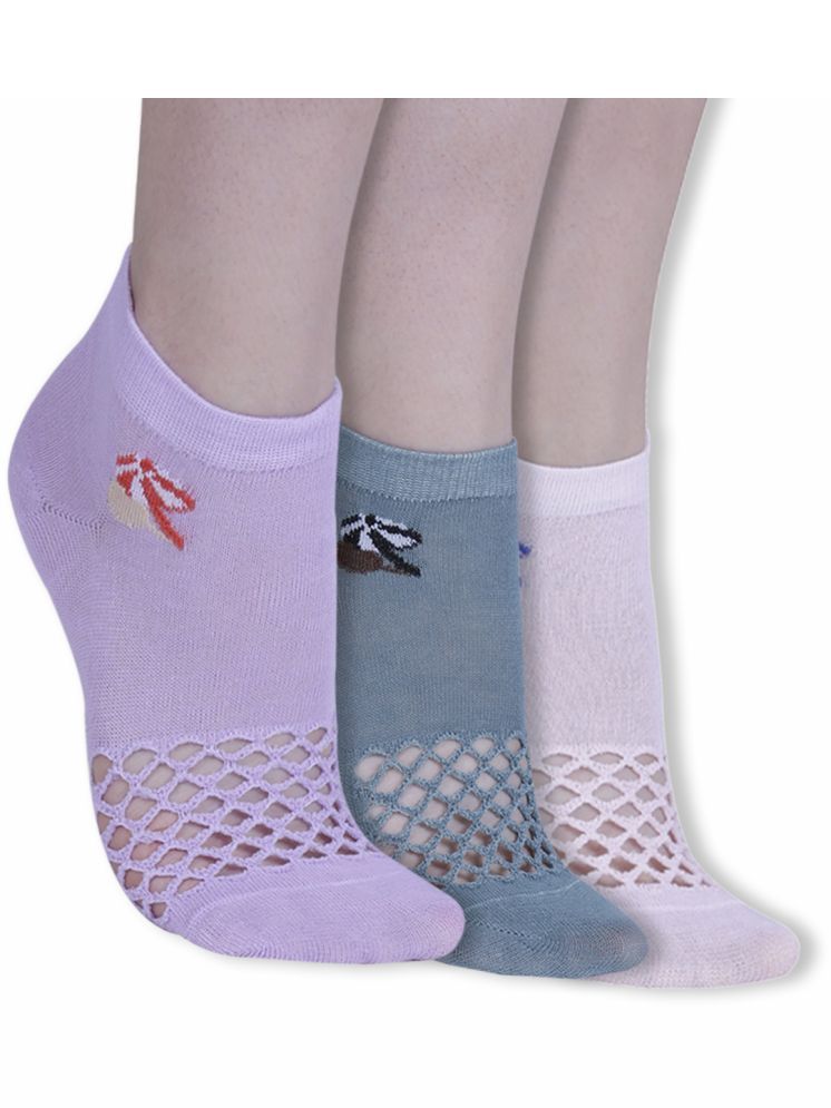     			Dollar Pack of 3 Women's Cotton Blend Ankle Length Socks ( Multicolor )