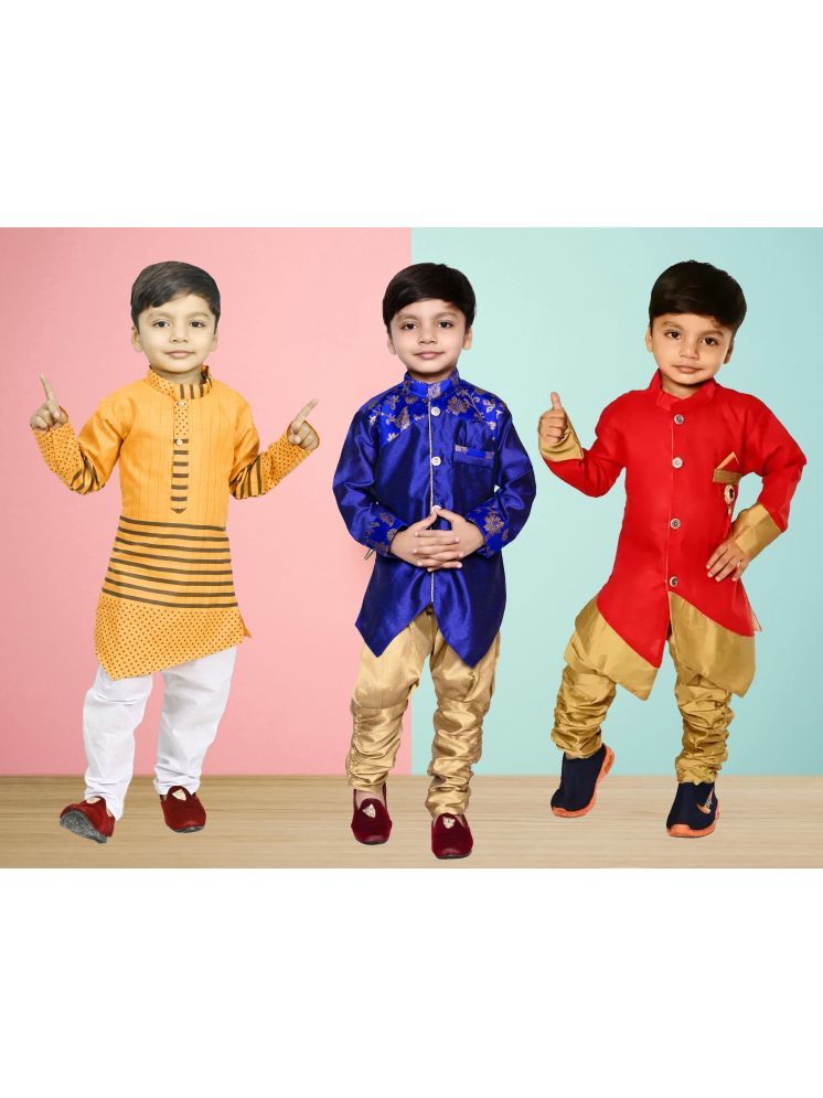     			MAXZEN Boys Crepe Solid - Pattern Kurta Pant Set ( Multicolor , Pack of 1 )