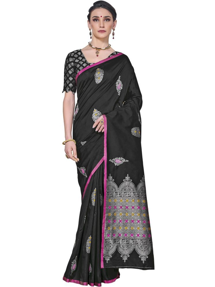     			Sariya Pack of 1 Jacquard Embellished Saree With Blouse Piece ( Black )