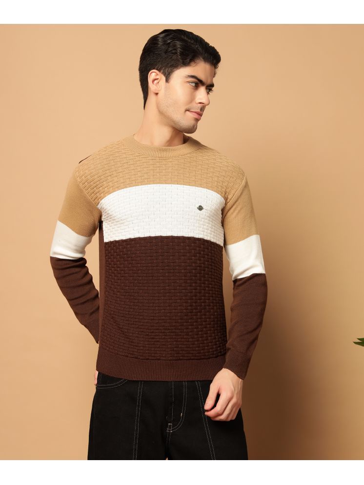     			TWOCRAZIIE Woollen Round Neck Men's Full Sleeves Pullover Sweater - Brown ( Pack of 1 )