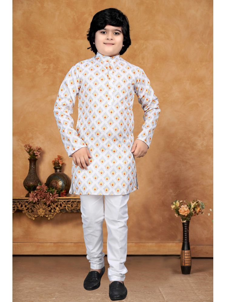     			KC Kunj Creation Boys Cotton Blend Ethnic - Pattern Kurta Pant Set ( Grey , Pack of 1 )