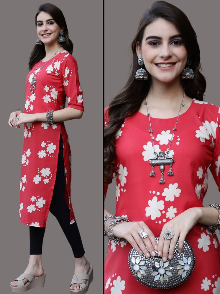     			Ethnic Basket Pack of 1 Crepe Printed Nayra Women's Kurti - ( Red )