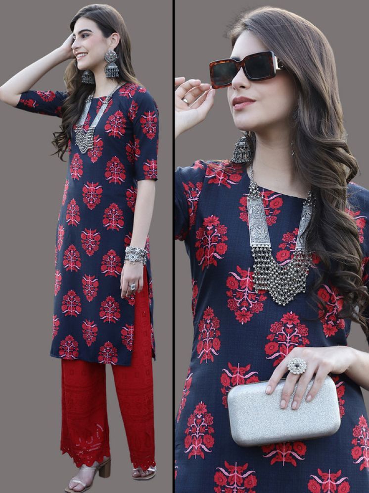     			Ethnic Basket Pack of 1 Crepe Printed Nayra Women's Kurti - ( Red )