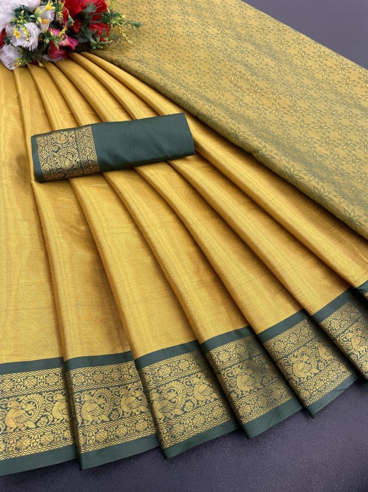     			A TO Z CART Banarasi Silk Woven Saree With Blouse Piece - Mustard ( Pack of 1 )