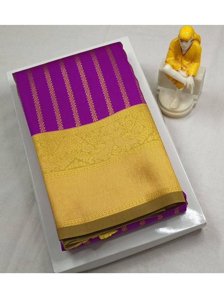     			A TO Z CART Banarasi Silk Woven Saree With Blouse Piece - Purple ( Pack of 1 )