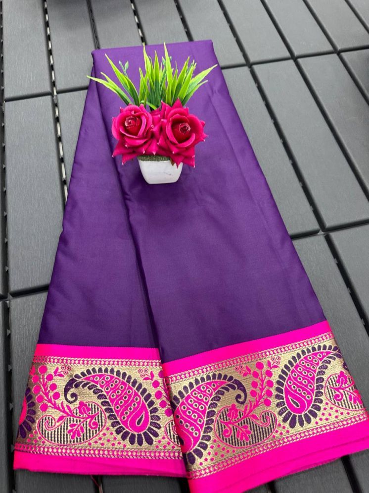     			A TO Z CART Silk Woven Saree With Blouse Piece - Purple ( Pack of 1 )