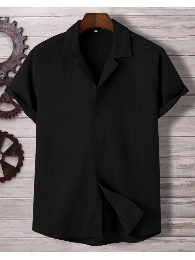     			ANKLAR Polyester Regular Fit Self Design Half Sleeves Men's Casual Shirt - Black ( Pack of 1 )