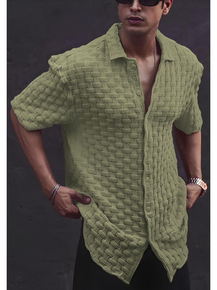     			ANKLAR Polyester Regular Fit Self Design Half Sleeves Men's Casual Shirt - Green ( Pack of 1 )