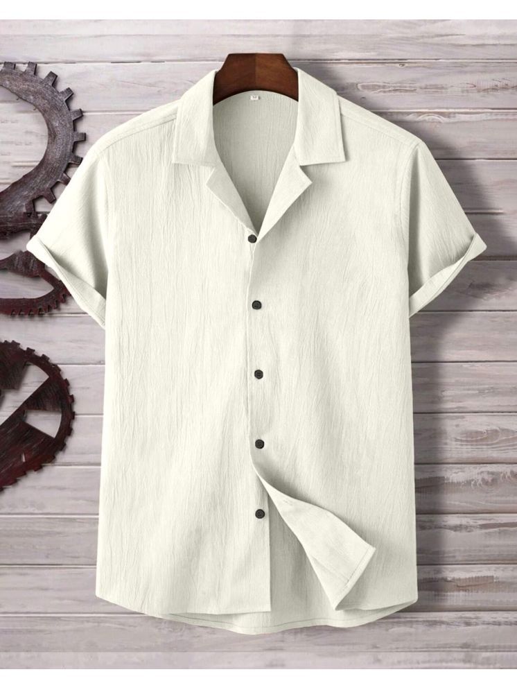     			ANKLAR Polyester Regular Fit Self Design Half Sleeves Men's Casual Shirt - Off-White ( Pack of 1 )