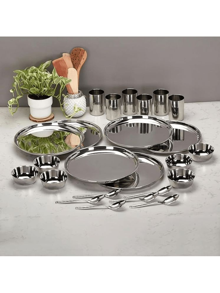     			ATROCK Dinner Set Plain Stainless Steel Dinner Set ( Pack of 24 ) Silver