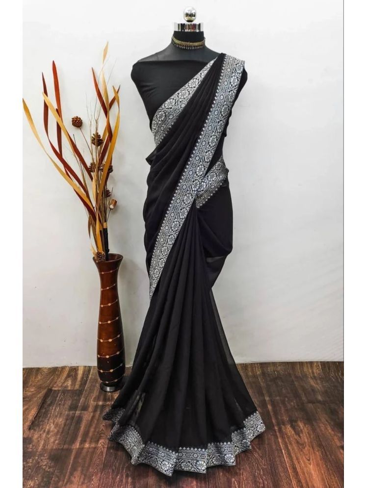     			Aika Banarasi Silk Woven Saree With Blouse Piece - Black ( Pack of 1 )