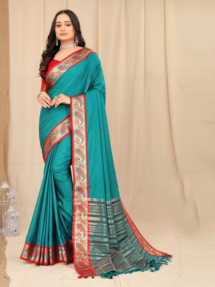     			Aika Silk Embellished Saree With Blouse Piece - SkyBlue ( Pack of 1 )