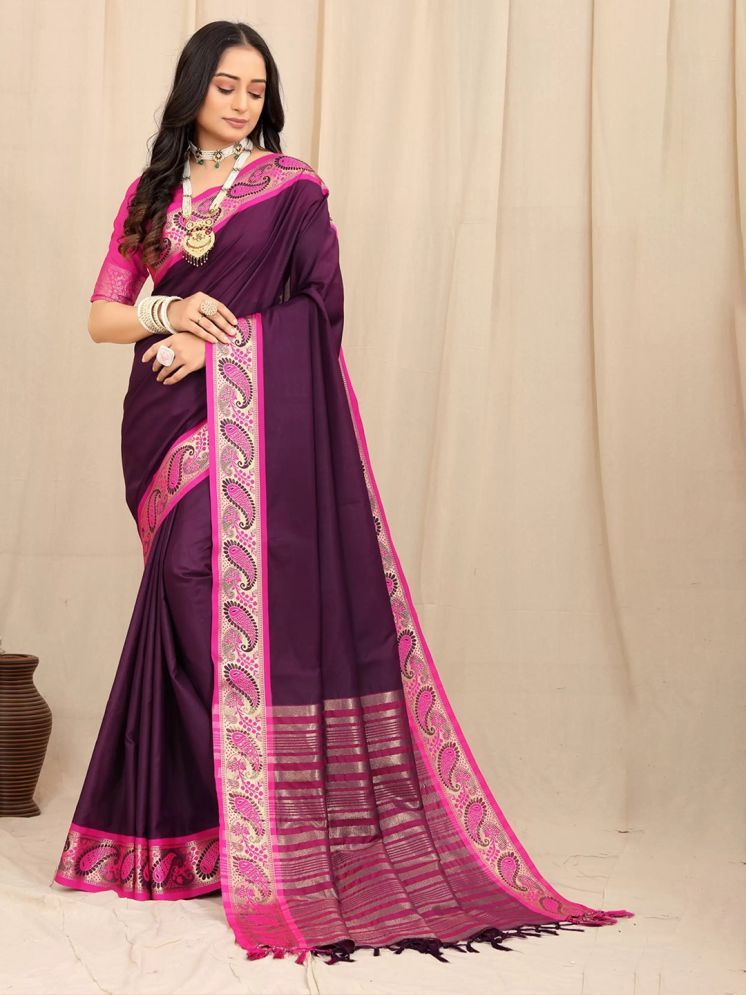     			Aika Silk Embellished Saree With Blouse Piece - Purple ( Pack of 1 )