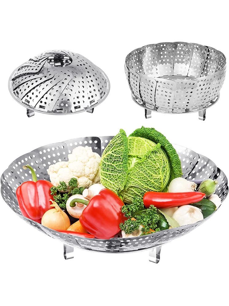     			BHAVYTA COSMETIC Steamer Basket Steel Silver Multi-Purpose Container ( Set of 1 )