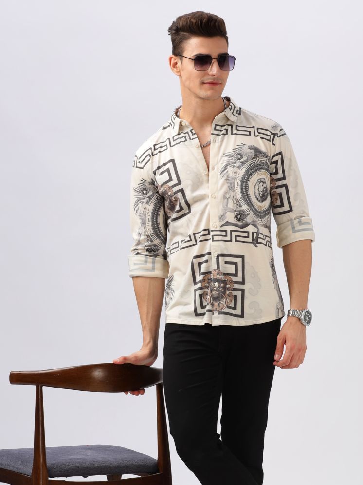     			BULLMER Cotton Blend Regular Fit Printed Full Sleeves Men's Casual Shirt - Beige ( Pack of 1 )