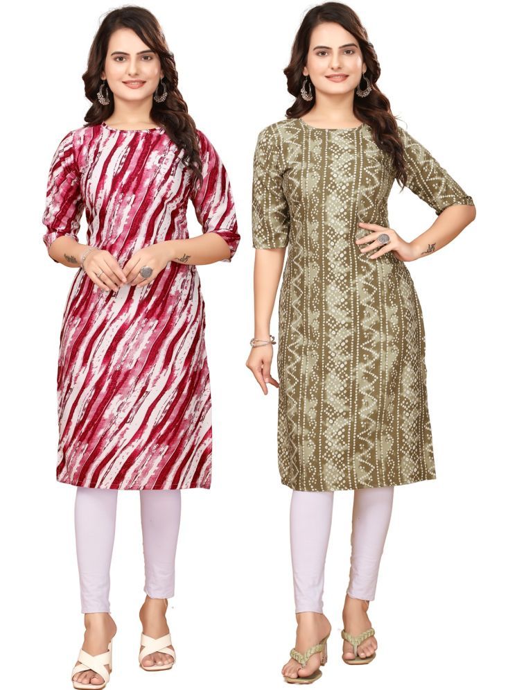     			DESIGNER DREAM Crepe Printed Straight Women's Kurti - Red,Multicolor ( Pack of 2 )